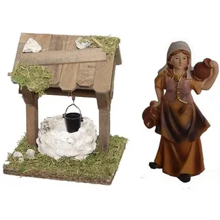 Alfred Kolbe Krippen-Zubehör "Brunnen und Figur Magd mit Krug., Weihnachtsdeko", braun