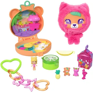 POLLY POCKET Puppen- und Haustier-Spielset, Plüschbär-Schatulle, Obst-Zubehörteile