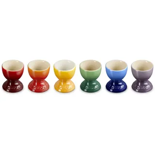 Le Creuset Steingut-Regenbogenset mit 6 Eierbechern