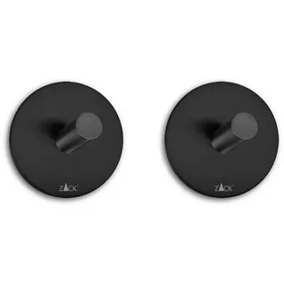 Zack Handtuchhaken rund selbstklebend Schwarz 2er Set