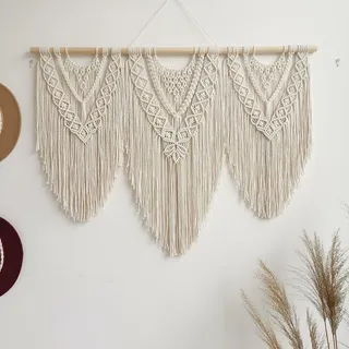 Hibisaws Makramee 110cm (W) x 82cm (H) Wandteppich Boho, Große, Handgewebt, Schlafzimmer Wanddeko ,Balkon Dekoration Wand, Wanddekoration, Geschenk für Frauen