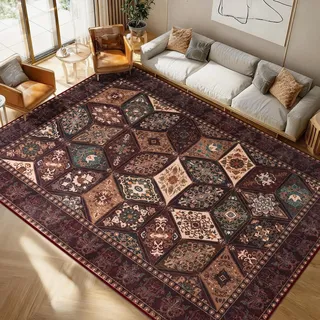 Calinline Braun Großer Perserteppich Teppich Wohnzimmer, 140x200 cm