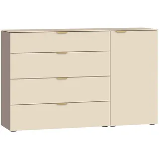 Jutzler Sideboard , Creme, Hellbraun , Kunststoff , 2 Fächer , 4 Schublade(n) Schubladen , 135x87x43 cm , Typenauswahl, Beimöbel erhältlich, in verschiedenen Größen erhältlich, Abdeckplatte aus Glas , Kleinmöbel, Kommoden, Sideboards