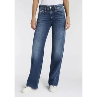 Straight-Jeans HERRLICHER "Prime New Denim Stretch", Damen, Gr. 34, Länge 34, ocean, Denim/Jeans, Obermaterial: 98% Baumwolle, 2% Elasthan, straight fit lang, Jeans Straight-Jeans, mit Spitzbund hinten