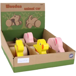 PLANÈTE Bois - Set mit 6 Rolltierfiguren - FSC - 030187PA - 6 Stück - Mehrfarbig - Holz - FSC - Kinderspiel - Freizeit - Kirmes - Ostern - 10 cm x 8 cm - Ab 12 Monaten