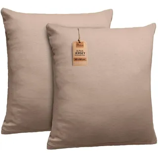 NatureMark 2er Set Jersey Kissenbezüge – Elastisch, weich, atmungsaktiv und hautfreundlich – Waschbare Kissenhülle - 80x80 – Sand/Beige