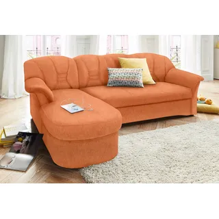 DOMO collection Ecksofa »Elva L-Form«, wahlweise mit Bettfunktion und Federkern, orange