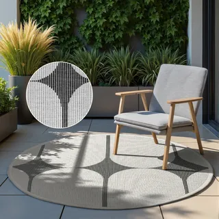 HANSE HOME Bowen Wendeteppich Ø 160 cm Schwarz/Weiß