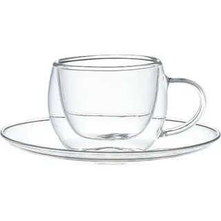 4-teiliges doppelwandiges Gläser-Set mit Untertassen – Perfekt für Mokka und Espresso Transparent