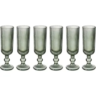 Arte Regal | Champagnerglas - Sektglas - Weinglas - 160ml - grün - aus Glas - Glas für Champagner - geriffelt - Transparent, Grün