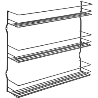 Avilia Gewürzregal für die Küche - Wandregal aus Metall, 36 x 8 x 32 cm, Schwarz