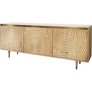 DeLife Sideboard Budaya Mango Natur 3 Türen Fuß rund Sideboards