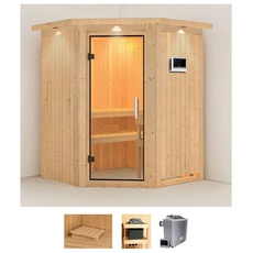 Bild Sauna »Liva«, (Set), 9 KW-Ofen mit externer Steuerung beige