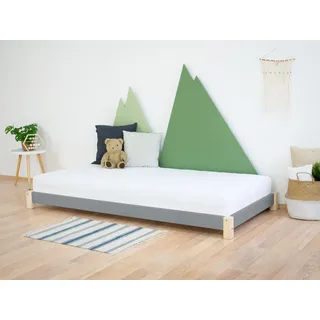 Children's Wooden Single Bed TEENY - Natural decor - Grey - 120 x 180 cm - Grau