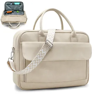SUCIKORIO Arbeitstasche Damen Leder, Wasserdicht Laptoptasche Damen Elegant 17 Zoll Lehrertasche Groß Laptop Aktentaschen Leder Mit Vielen Fächern Briefcases für Arbeit, Schul, Büro