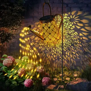 Solar Gießkanne Lichterkette Aussen, Solarlampen Für Außen Garten LED Lichterkette Wasserdicht Gartendeko Solar Lichter mit Schäferhaken, Vintage Lichterkette Draußen Für Garten Hofweg Balkon Terrasse