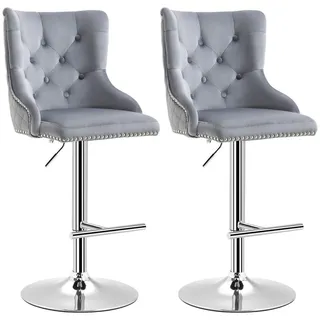 Homcom 2Er Set Barhocker Barstühle Drehstühle höhenverstellbar modern Hellgrau , Grau , Kunststoff , 60x123x49 cm , Esszimmer, Barmöbel, Barhocker