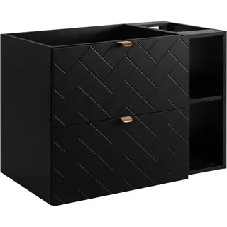 RODAN | Waschbeckunterschrank 80 cm - Schwarz Matt - Badezimmerschränke - Badmöbel - Waschbecken Unterschränke - Ohne Platte - Bücherregal - Schwarz