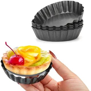 Cyimi 6 Stück Tarteform mit Hebeboden, Törtchenform 8 cm / 3 Zoll, Antihaftbeschichtung Mini Quicheform, Tartelette Förmchen für das Backen zu Hause, Backwerkzeug