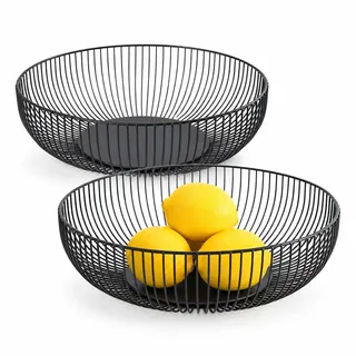Cycayit Obstschale Obstkorb Draht Metall Schwarz 2er Pack 28 cm Modern