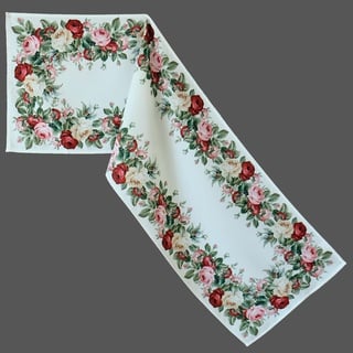 Tischdecke mit Rosen Druckmotiv Tischläufer 100% Polyester Frühling Sommer (40 x 140 cm)