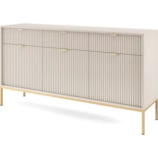 Selsey VELLORE - Sideboard 3-türig, Greige mit goldfarbenem Gestell, 154 cm - Taupe