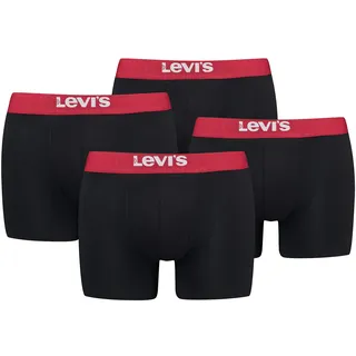 Levi’s Einfarbige Basic-Boxershorts, weiche Herrenunterwäsche aus Bio-Baumwolle mit elastischem Bund und doppelter Einlage, kein Hochrutschen, 4er-Pack