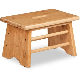 Relaxdays Fußbank Bambus 33 x 20 x 21,5 cm Natur