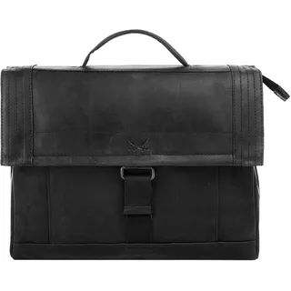 Sansibar Messenger Bag echt Leder, schwarz,