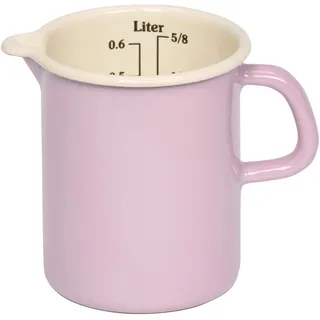 Riess, 0337-006, Küchenmaß Ø 9cm, BUNT PASTELL, Rosa, Emaille, Vol. (rec.): 0,5 Liter, Made in Österreich, LBH: 14,6x10,4x12,1cm, 0,318kg, Deckel, Induktionskocher kompatibel, Gasherd geeignet