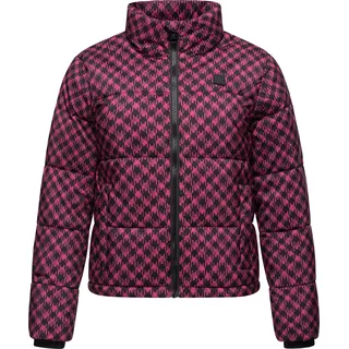 Winterjacke RAGWEAR "Winterjacke Serah Print", Damen, Gr. M, pink (fuchsia), Obermaterial: 100% Polyester PES.  Obermaterial: Futter: 100% Polyester PES. 100% Polyester PES., gerade hüftlang, hoch geschlossener Ausschnitt, Ärmel ohne Ärmelschlitz Rippstrickbündchen, Jacken Winterjacke, wasserdichte Winter Steppjacke mit Hahnentritt Muster