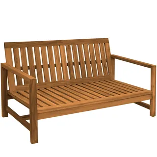 Gartensofa Udine 3-Sitzer aus Teakholz – Massivholz Loungesofa für Garten & Terrasse, mit Sitzkissen, stabil & strapazierfähig (150 cm)
