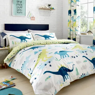 Bedlam Dino-Bettwäsche-Set, leuchtet im Dunkeln, Mehrfarbig, Doppelbett, Mehrfarbig, Duvet Cover Set: Double