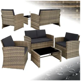 Tectake Jesolo Rattan Lounge-Set für 4 Personen natur/dunkelgrau