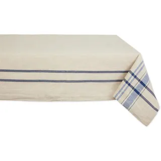 DII Tischdecke im Landhausstil, gestreift, französischer Stil, 152,4 x 213,3 cm, Taupe/Blau