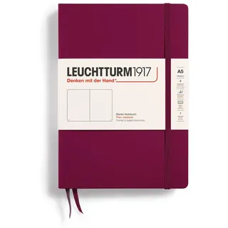 Leuchtturm1917 359697 Notizbuch Medium (A5), Hardcover, blanko, port red