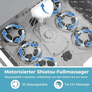 Fußbadewanne klappbar Fußbad mit Dusche 60min Timer & 30 Shiatsu-Massagebällen Temperatur 35-48°C Heizung - Blau, Weiß