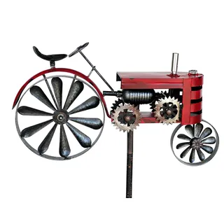 DanDiBo Gartenstecker Metall Traktor XL 160 cm Trecker Rot 96105 Windspiel Windrad Wetterfest Gartendeko Garten Gartenstab Bodenstecker - Rot