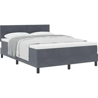 vidaXL Boxspringbett mit Kopfteil Dunkelgrau 160 x 200 cm Samt - Grau