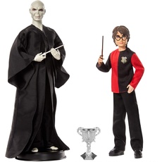 Mattel Harry Potter HCJ33 - Sammlerpuppe 2er Pack, Geschenkset mit Voldemort-Puppe (ca. 30 cm), Harry Potter-Puppe (ca. 26 cm), mit Kleidung und Zauberstäben nach Vorlage der Filme, ab 6 Jahren