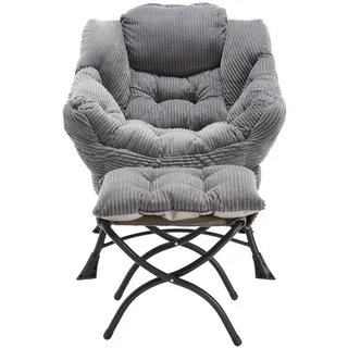 Redom Loungesessel Set mit Hocker Flanell, Stahlgestell 69,9/64/95 cm Sessel Grau , Textil , 69.9x95x64 cm , Wohnzimmer, Sessel
