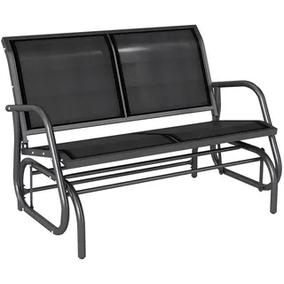 Outsunny Schaukelstuhl 2-Sitzer Gartenbank Sitzbank Parkbank Metall Schwarz 120x70x88cm , 70x85x120 cm , Gartenmöbel, Gartenliegen, Liegestühle