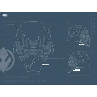 Komar Bild »Star Wars EP9 Blueprint Kylo Helmet« Star Wars 1 Stk. tlg. Wandbild zur Dekoration im Kinderzimmer - ohne Rahmen, schwarz-weiß
