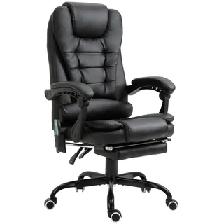 Vinsetto Massagesessel mit Integrierter Fußstütze PVC 79 x 121 x 67 cm Schwarz
