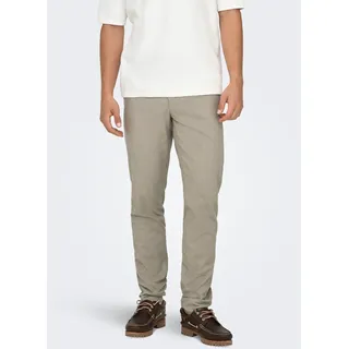 Anzughose ONLY & SONS "ONSMARK PETE SLIM DOBBY 0058 PANT NOOS", Herren, Gr. 29, Länge 34, grau (fallen rock), Web, Obermaterial: 88% Baumwolle, 9% Polyester, 3% Elasthan, unifarben, slim fit normal, Hosen Anzughose