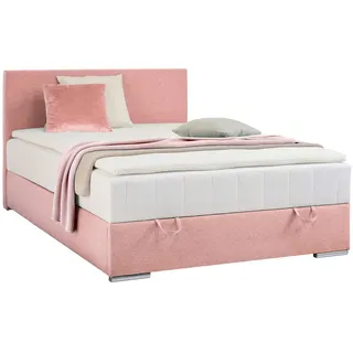 Carryhome Boxbett , Rosa , Textil , H3 , 90x200 cm , Topper durchgehend, in verschiedenen Größen erhältlich, Matratze durchgehend , Schlafzimmer, Betten, Boxspringbetten