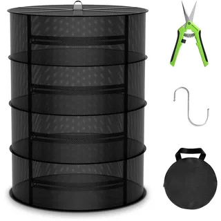 MARS HYDRO Kräuter-Trockengestell, 2 Fuß 4 Schichten Hängendes Mesh Pflanzenregale mit Reißverschluss, Gewächshauszelt Trockengestell für Kräuter, Blumen, Samen