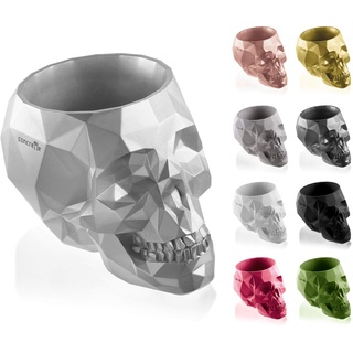 CONCRETTE Blumentopf Blumenkübel Zement-Pflanzkübel Übertopf aus Beton Skull Low-Poly Ø 5 cm/Ø 7,6 cm/Ø 11 cm/Ø 24 cm | 17 Farben