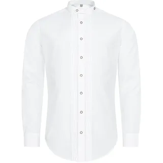 Trachtenhemd NÜBLER "Trachtenhemd langarm Joshua", Herren, Gr. M, EURO, weiß, Obermaterial: 50% Baumwolle CO. 50% Polyester PES., Hemden Trachtenhemd