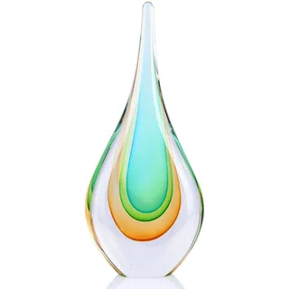 PlivBloom Mundgeblasene Glasskulptur, einzigartige Dekoration im mediterranen Stil, Glasfigur mit kristallähnlichem Finish, dekorative Briefbeschwerer für Bürotisch, Wohnzimmer, Schlafzimmer, Schränke